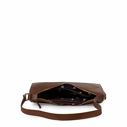 Favore Women Brown Leather Halfmoon Shoulder Bags