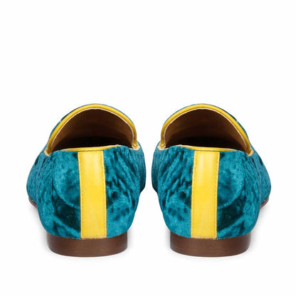 Saint Simona Green Velvet Tassel Moccasins