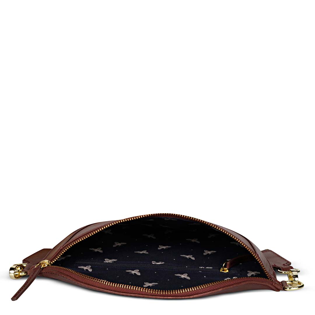 Favore Women Burgundy Leather Crossbody Fanny Bags