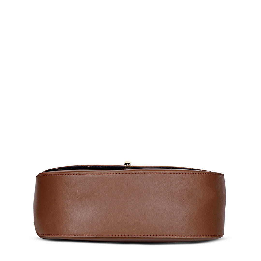 Favore Women Dark Brown Leather Saddle Bags