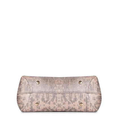 Favore Snake Print Peach Leather Satchel Bags