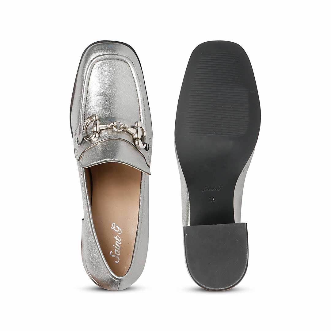 Saint Vera Gun Metallic Leather Handcrafted Moccasins