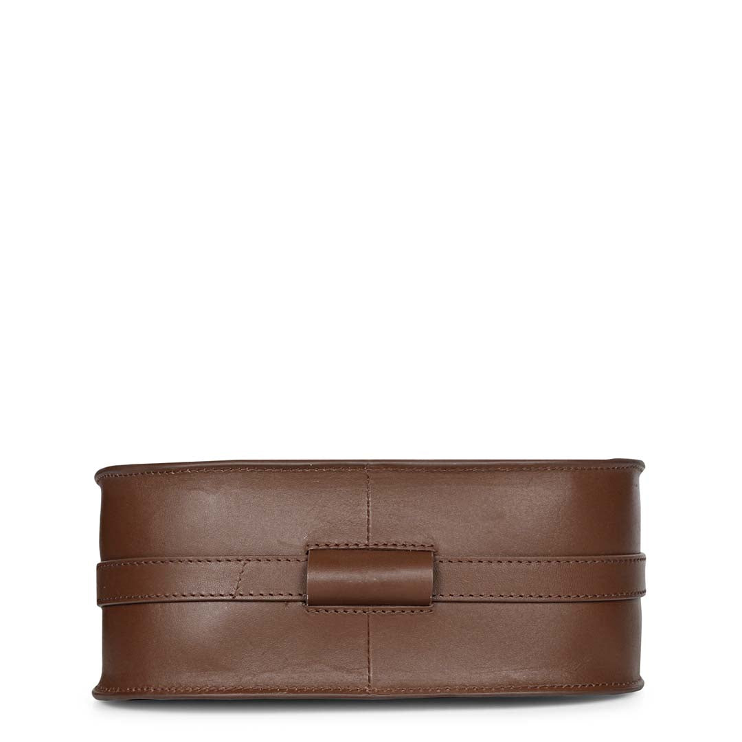 Favore Women Brown Leather Saddle Bags