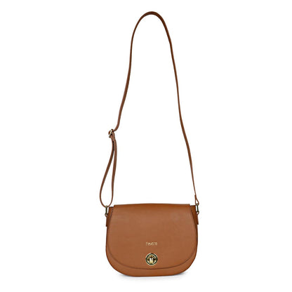 Favore Women Tan Leather Saddle Bags