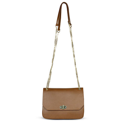 Favore Women Tan Leather Sling Satchel Bags