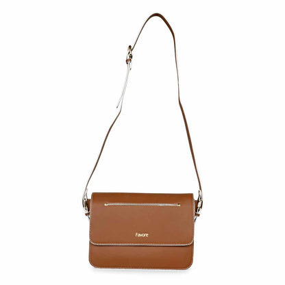 Favore Women Tan Leather Shoulder Bags