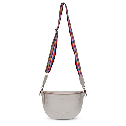 Favore Women Grey Leather Crossbody Fanny Bags