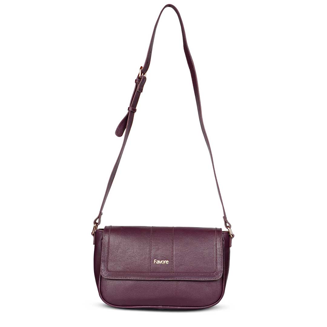 Favore Women Burgundy Leather Sling Bags