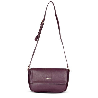 Favore Women Burgundy Leather Sling Bags