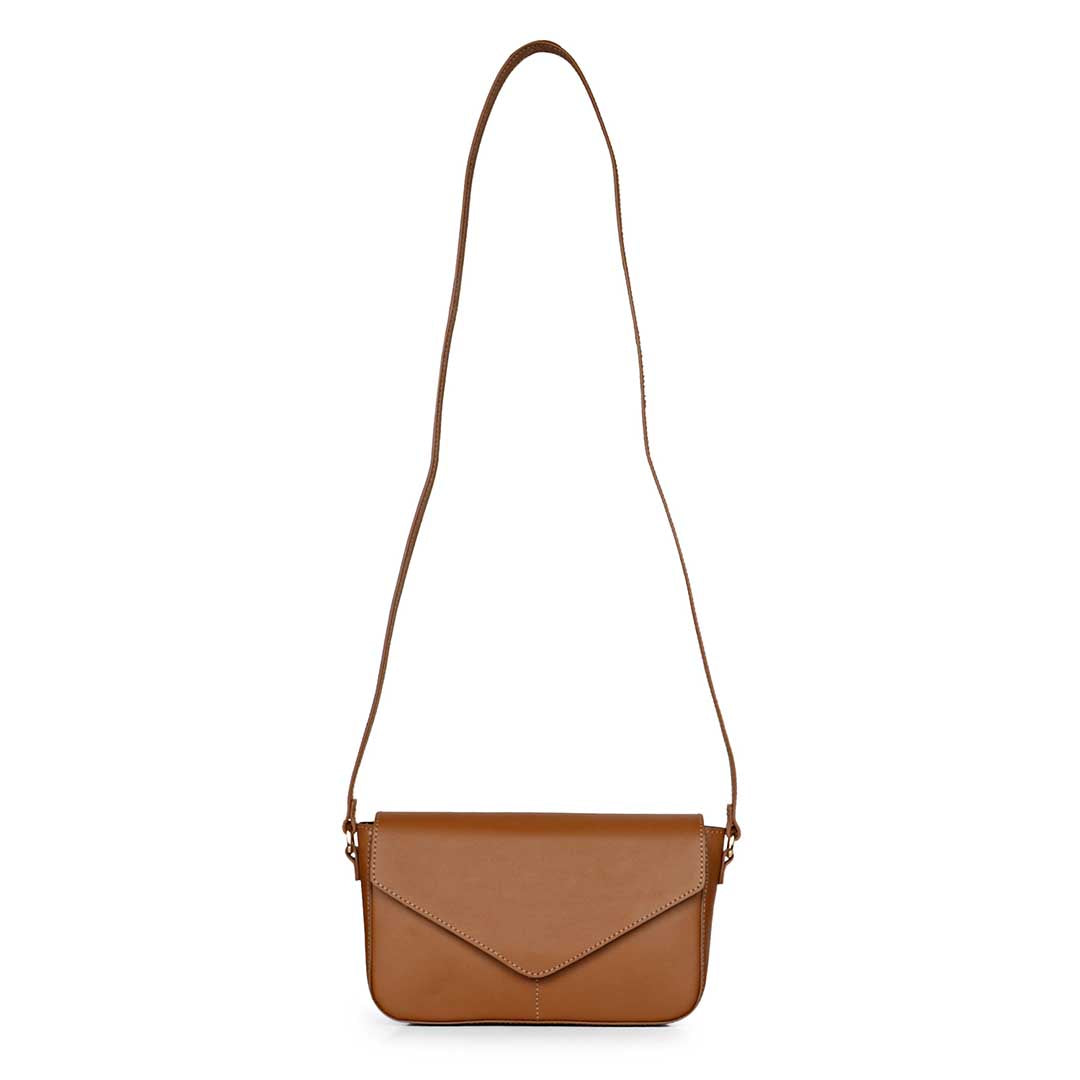 Favore Women Tan Leather Sling Bags