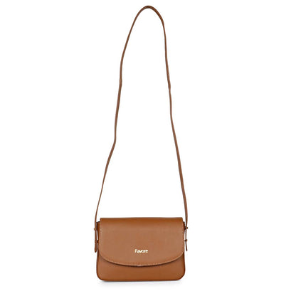Favore Women Tan Leather Sling Bags