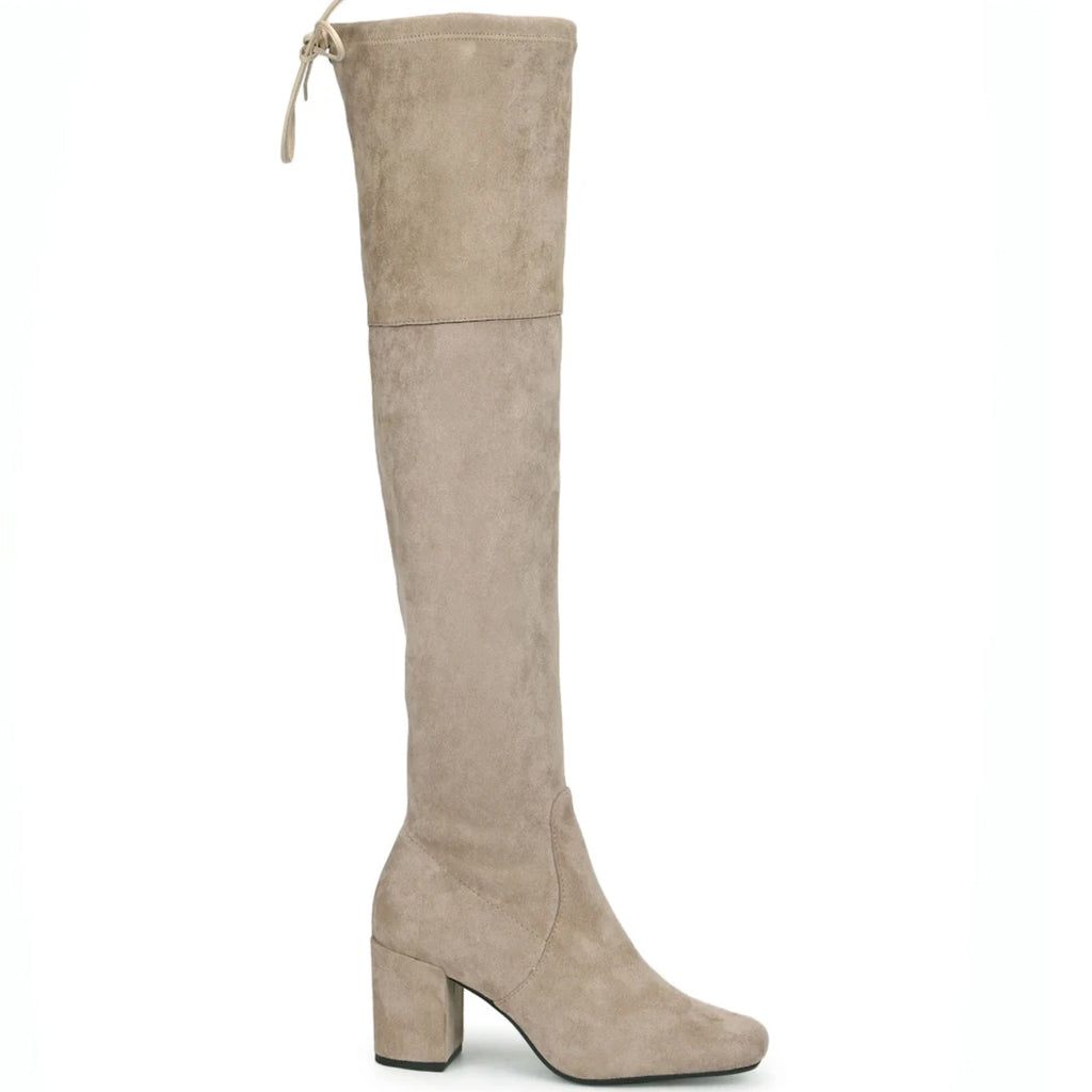 Chic above-the-knee stretch suede boots