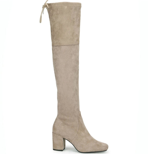 Chic above-the-knee stretch suede boots