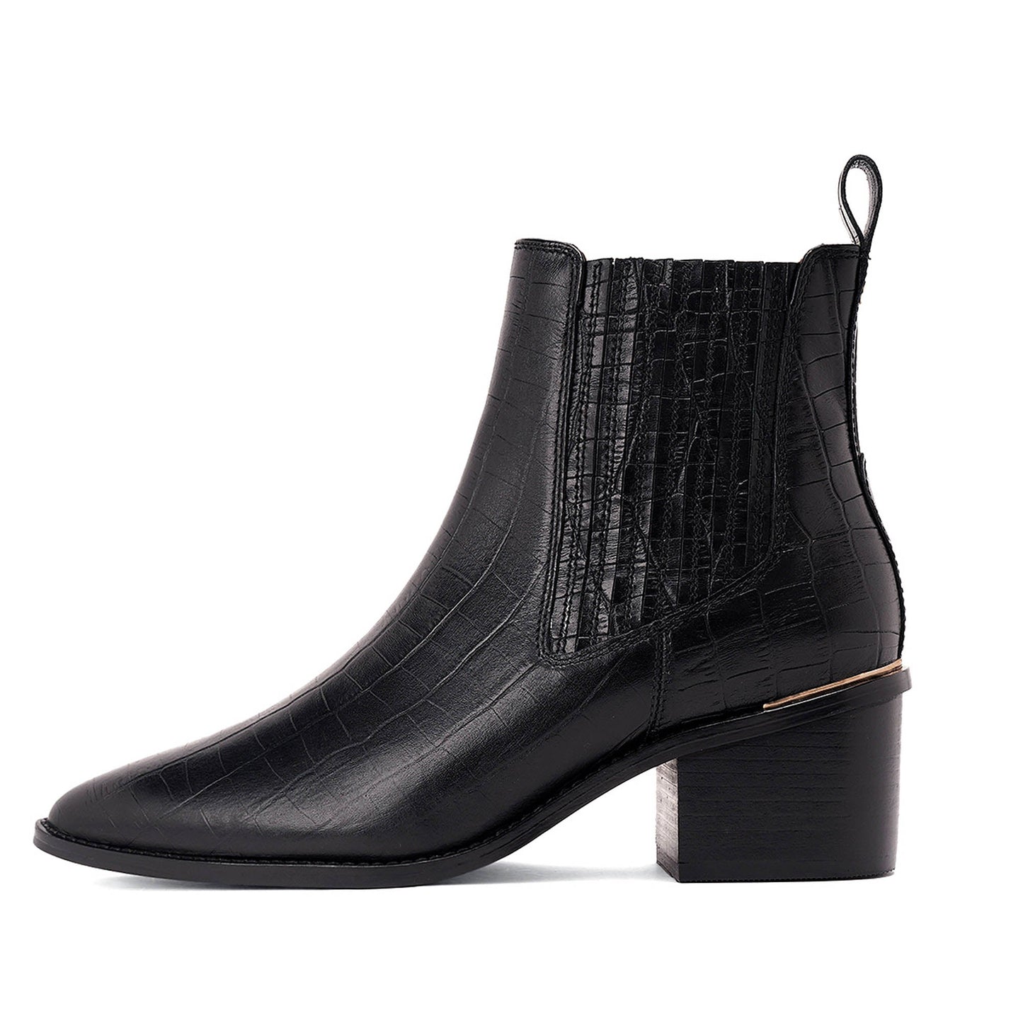 Saint Ilaria Black Croco Print Leather Ankle Boots - SaintG India