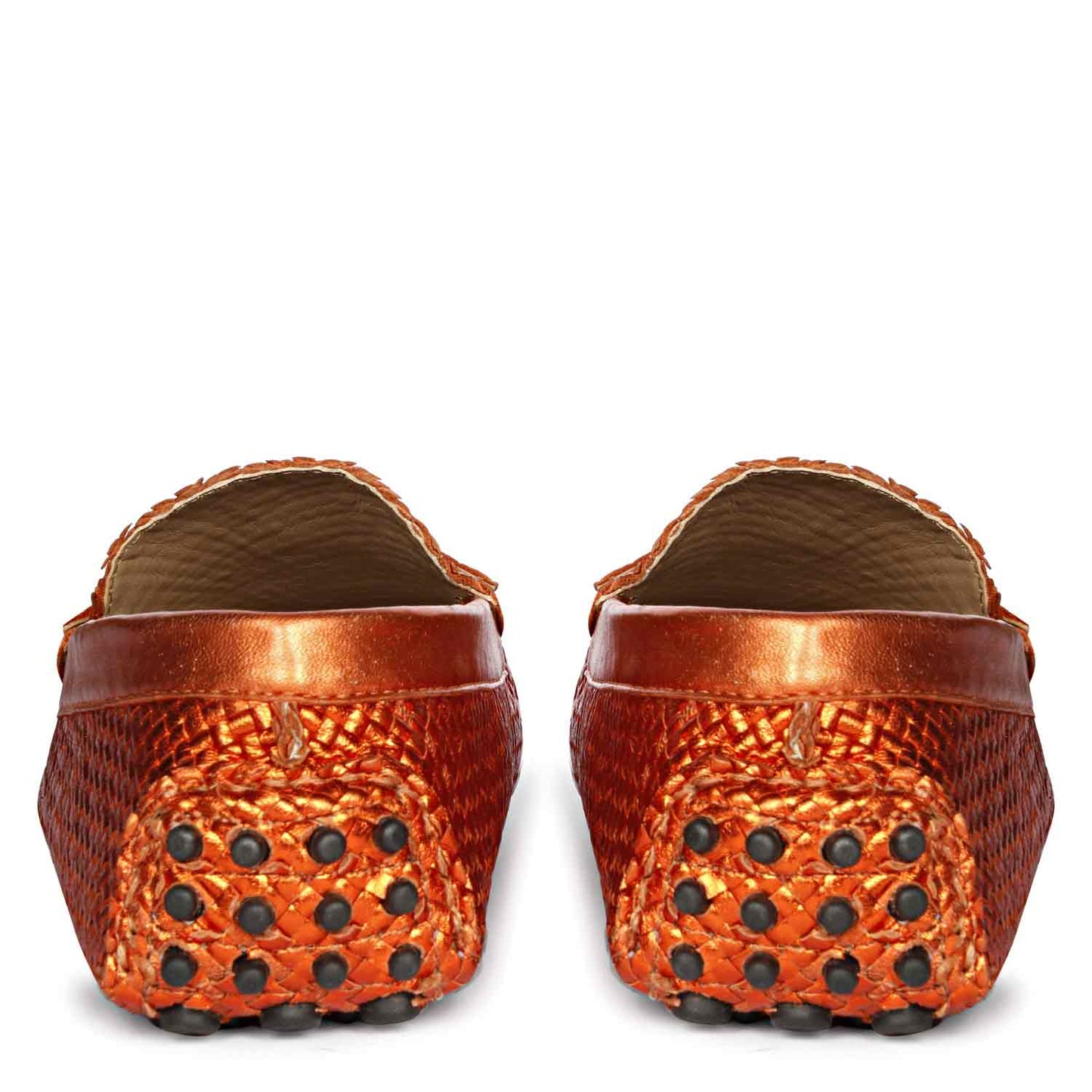 Saint Liana Orange Woven Leather Loafers