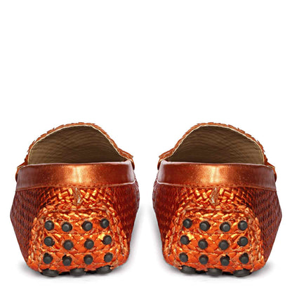 Saint Liana Orange Woven Leather Loafers