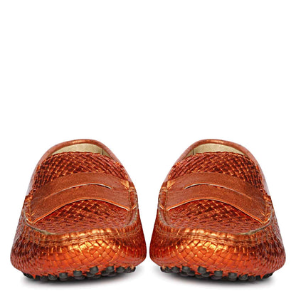 Saint Liana Orange Woven Leather Loafers