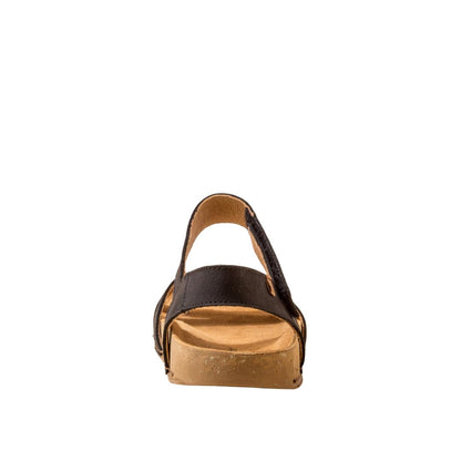 El Naturalista Black Embellished Leather Block Sandals with Buckle