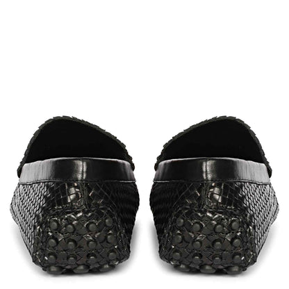 Saint Liana Black Woven Leather Loafers