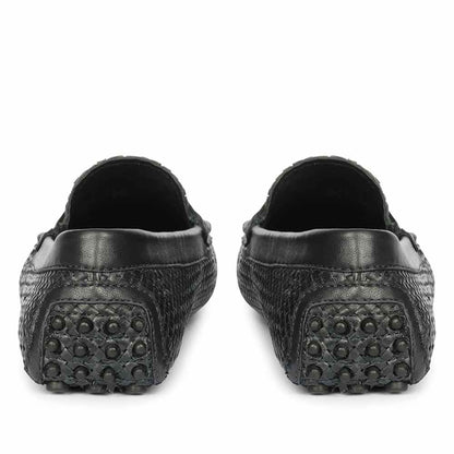 Saint Lennox Navy Handwoven Leather Saddle Loafers