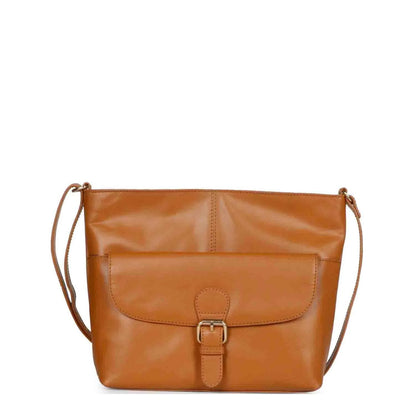 Favore Tan Women Leather Structured Sling Bag