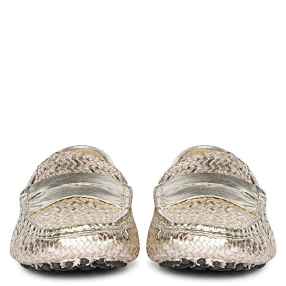 Saint Liana Platin Woven Leather Loafers
