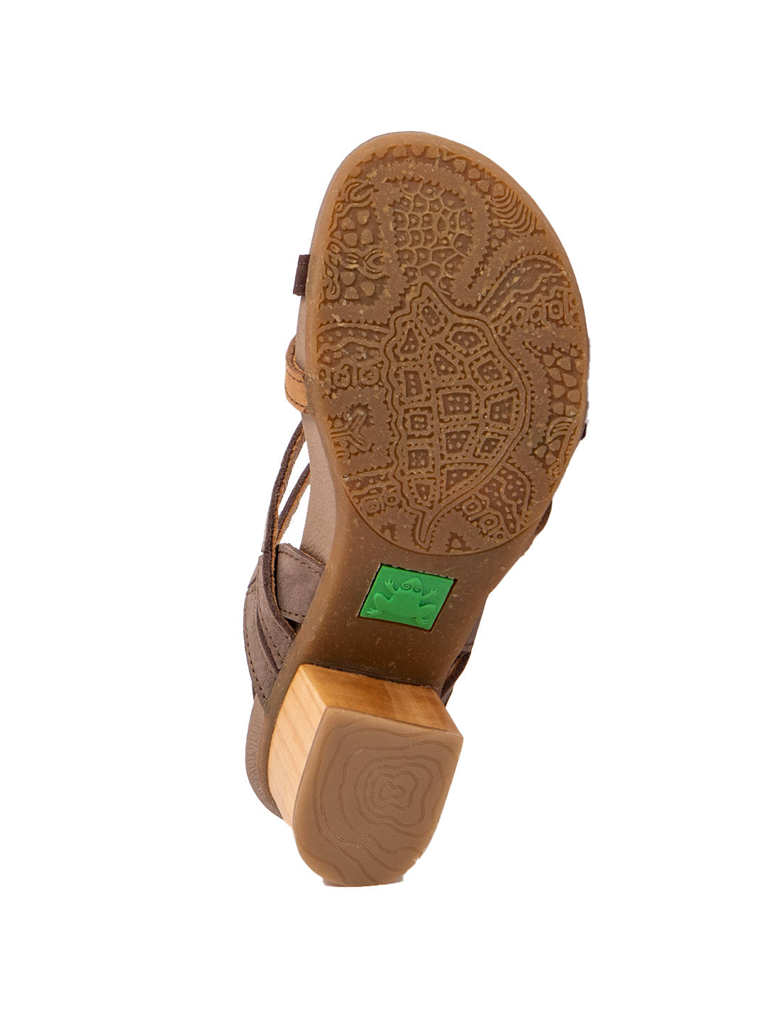 El Naturalista Multi Plume Embellished Leather Block Sandals with Buckle