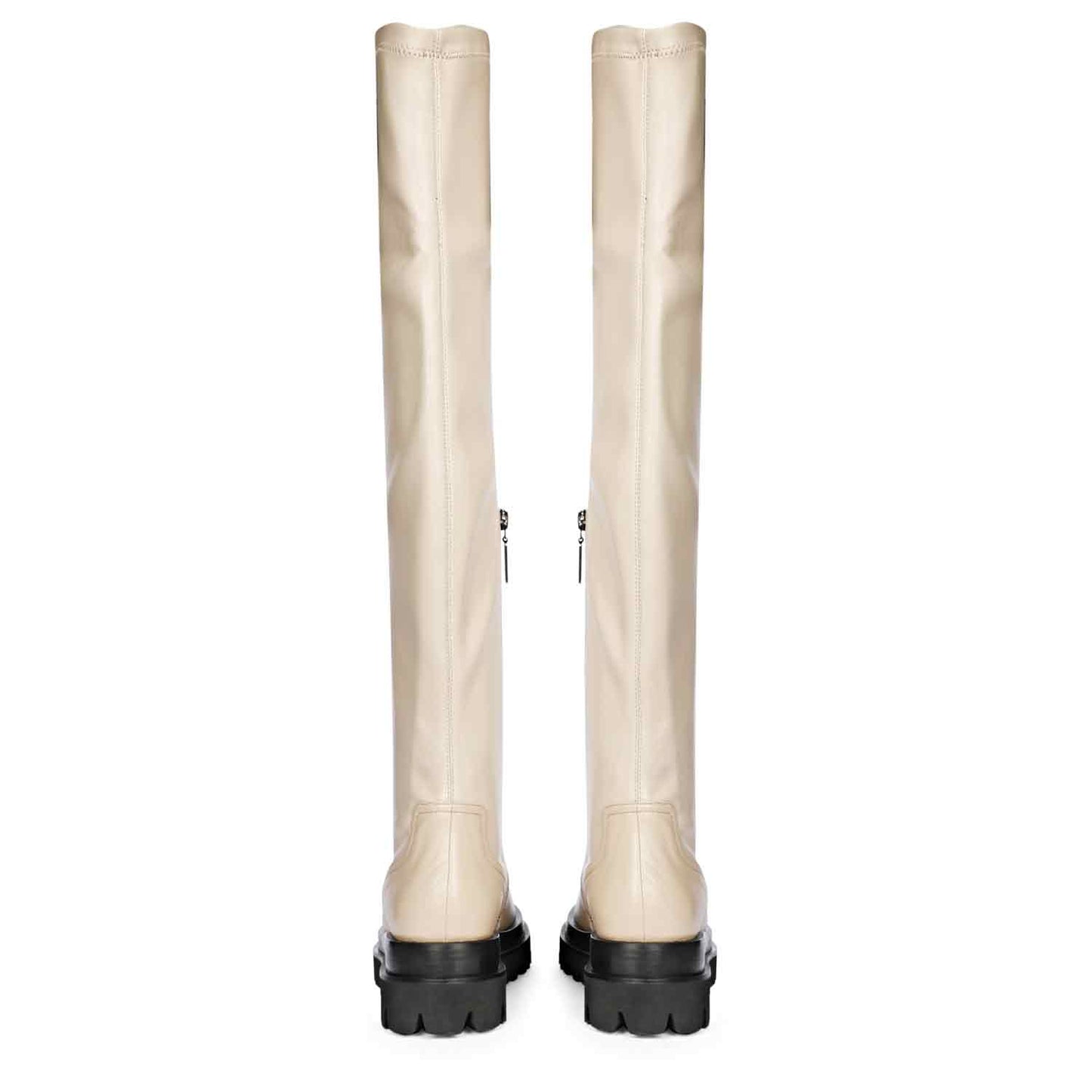 Saint Malia Taupe Stretch Napa Thigh High Boots