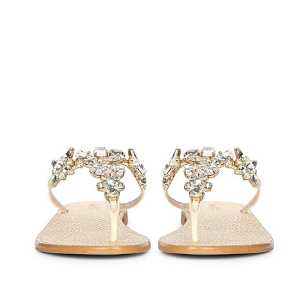 Saint Fleur Stone Embellished Off White Leather Flats