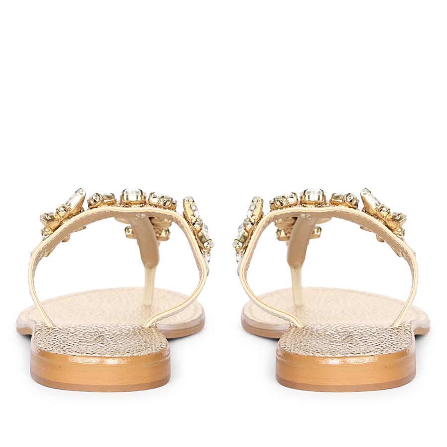 Saint Fleur Stone Embellished Off White Leather Flats