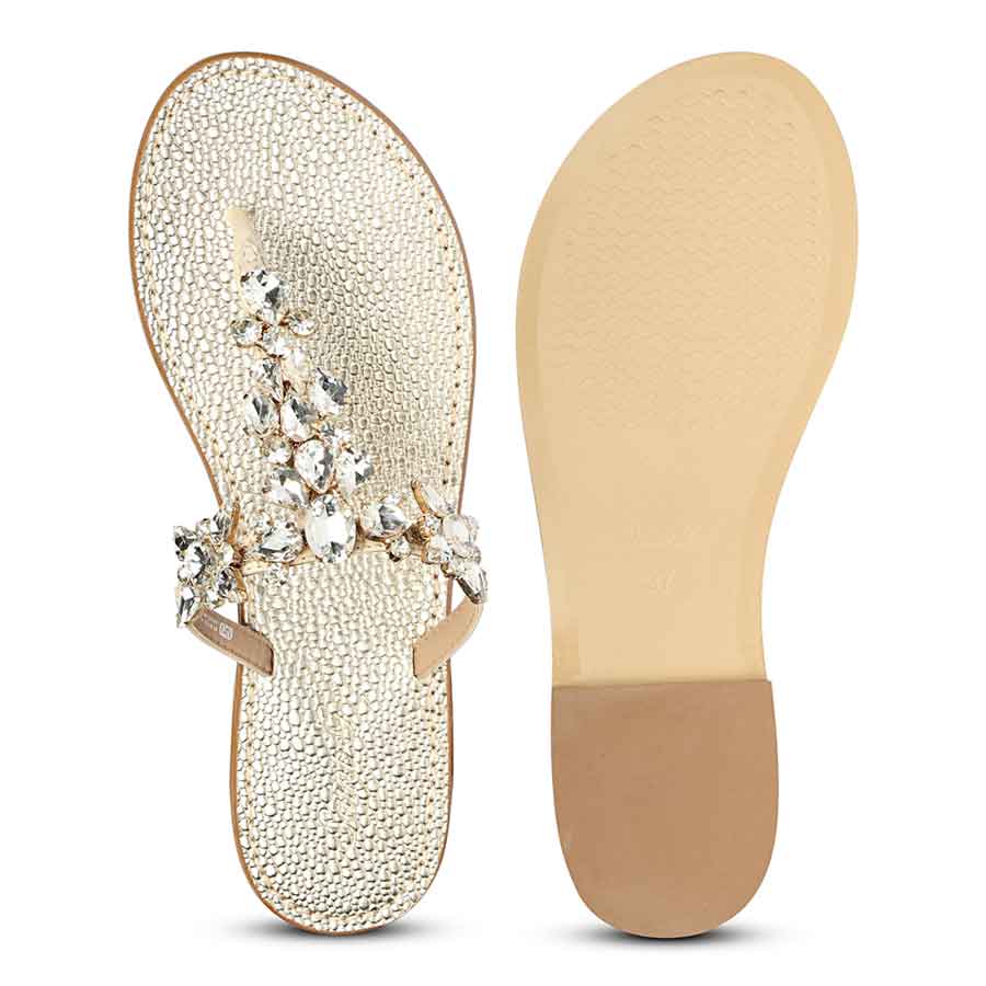 Saint Fleur Stone Embellished Off White Leather Flats