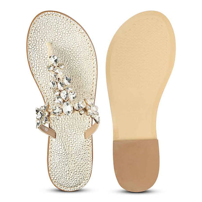 Saint Fleur Stone Embellished Off White Leather Flats