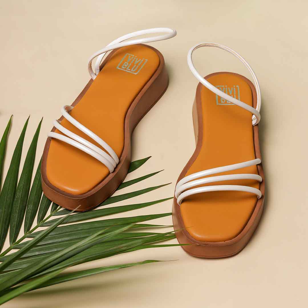 ViviBlu White Leather Flat Sandals