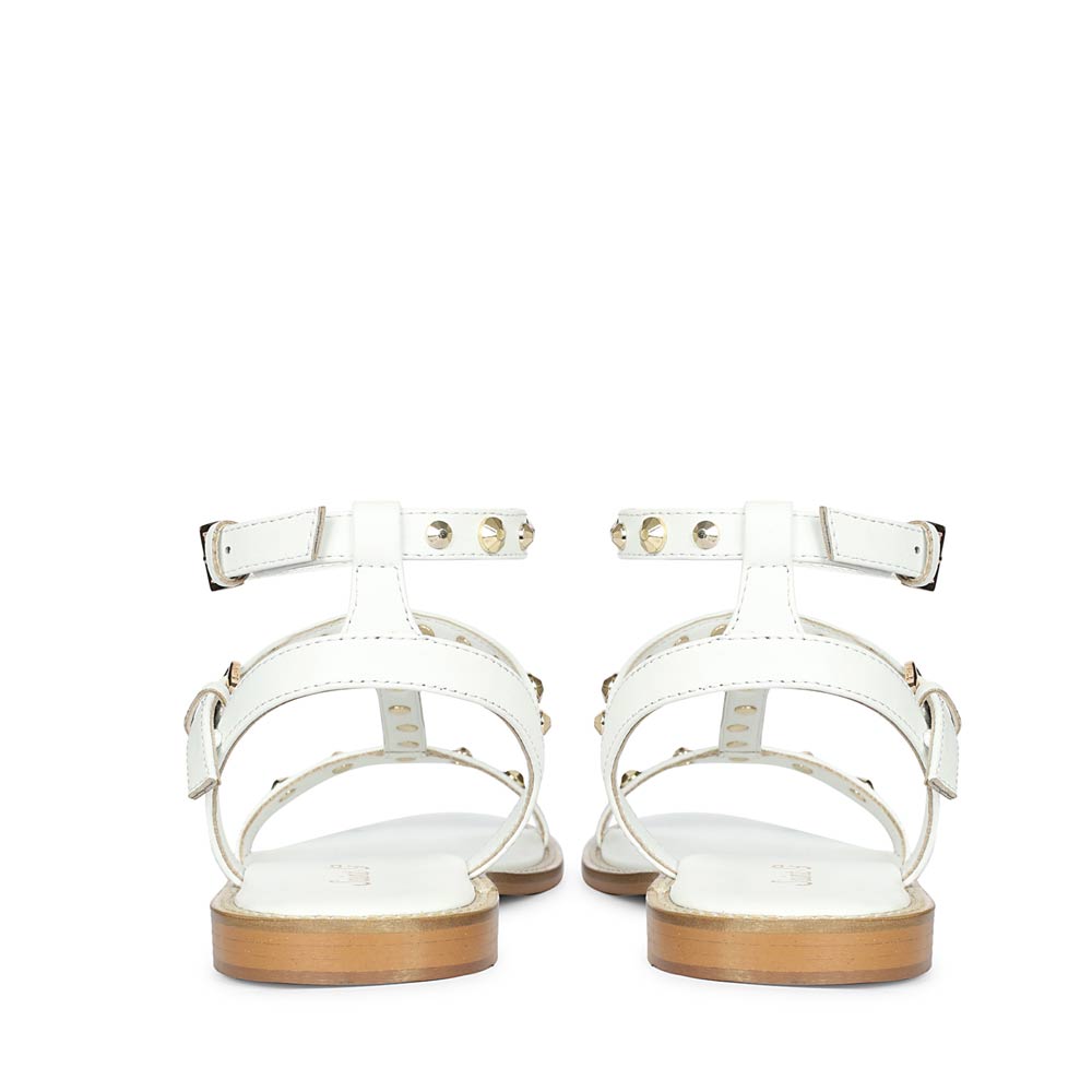 Saint Scarletta Gold Studs White Leather Sandals
