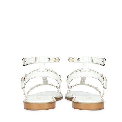Saint Scarletta Gold Studs White Leather Sandals