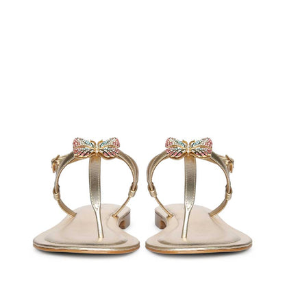 Saint Avril Butterfly Jeweled Gold Leather Sandals
