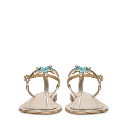 Saint Avril Starfish Jeweled Gold Leather Sandals