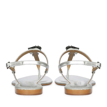 Saint Marion Seahorse Jeweled Silver Leather Sandals