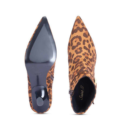 Saint Darcie Buckle Decor Leo Pony Nappa Ankle Boots