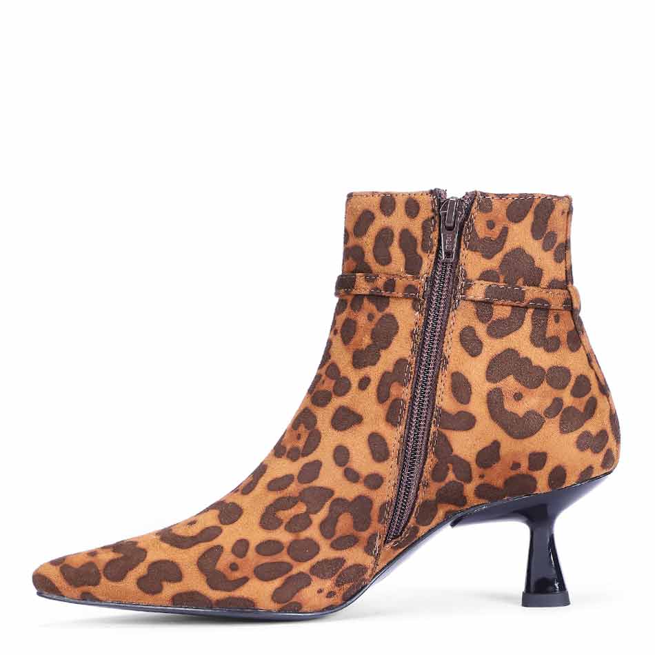 Saint Darcie Buckle Decor Leo Pony Nappa Ankle Boots