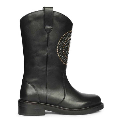 Saint Lilah Black Leather Long Boots