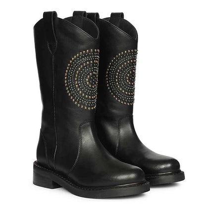 Saint Lilah Black Leather Long Boots