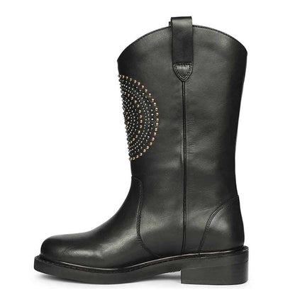 Saint Lilah Black Leather Long Boots