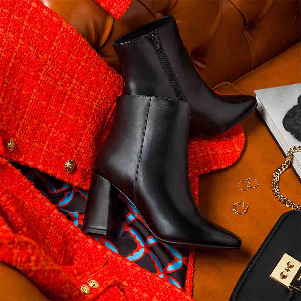 Saint Alexa Black Leather Ankle Boots - SaintG