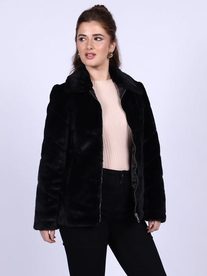 Saint Fernanda Black Fur Women's Jackets