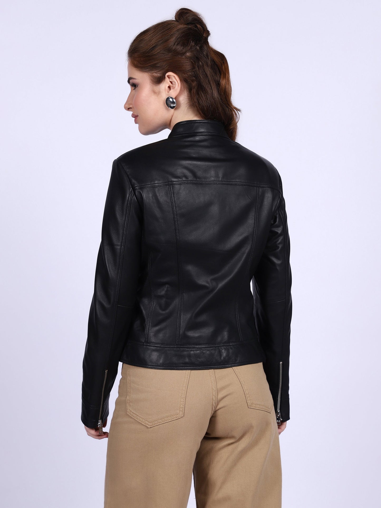Saint Edwina Black Leather Women Cafe Racer Jackets