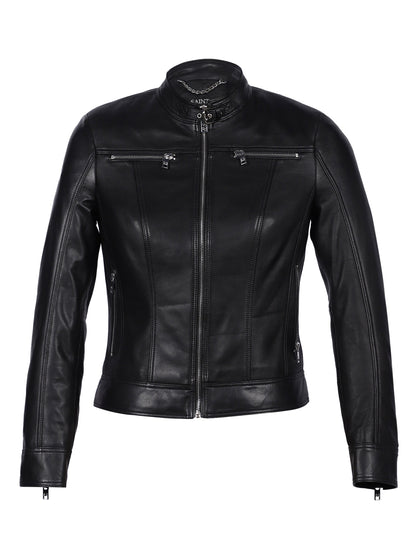 Saint Edwina Black Leather Women Cafe Racer Jackets