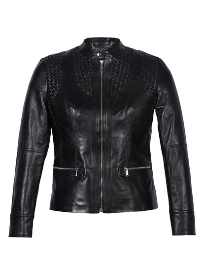 Saint Kinsley Women Black Leather Cafe Racer Jackets