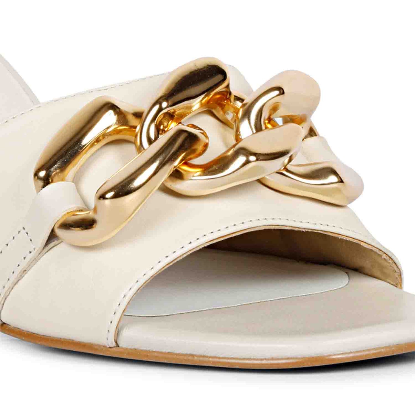 Saint Melissa Off White Leather Mid Slip On Heels