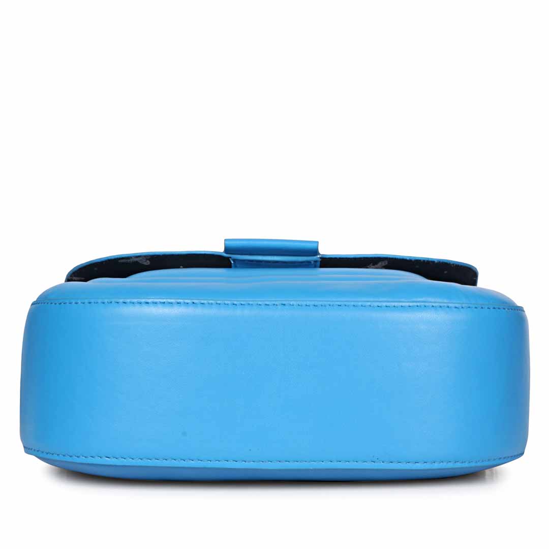 Favore Women Blue Leather Crossbody Sling Bags
